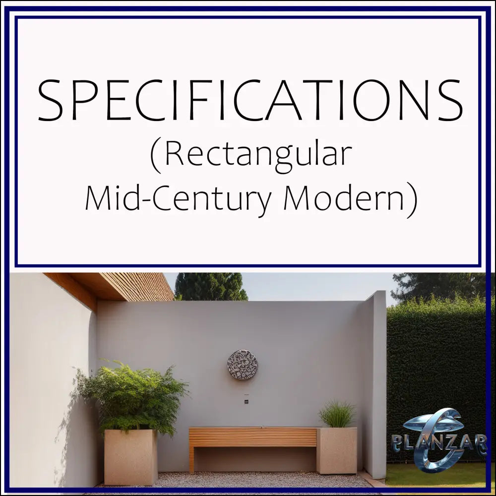 Rectangular Mid-Century Modern: SPECIFICATIONS Digital Download Landscape Plans