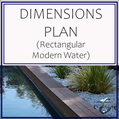 Rectangular Modern Water: DIMENSIONS PLAN Digital Download Landscape Plans