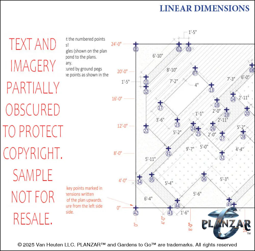 Rectangular Secret Garden: DIMENSIONS PLAN Digital Download Landscape Plans