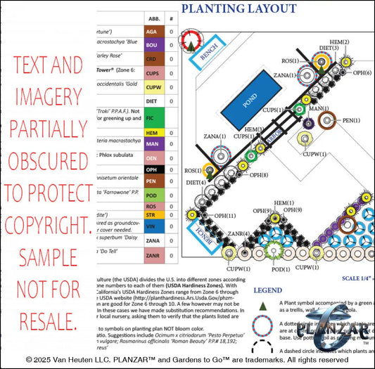 Rectangular Secret Garden: PLANT LIST + LAYOUT Digital Download Landscape Plans