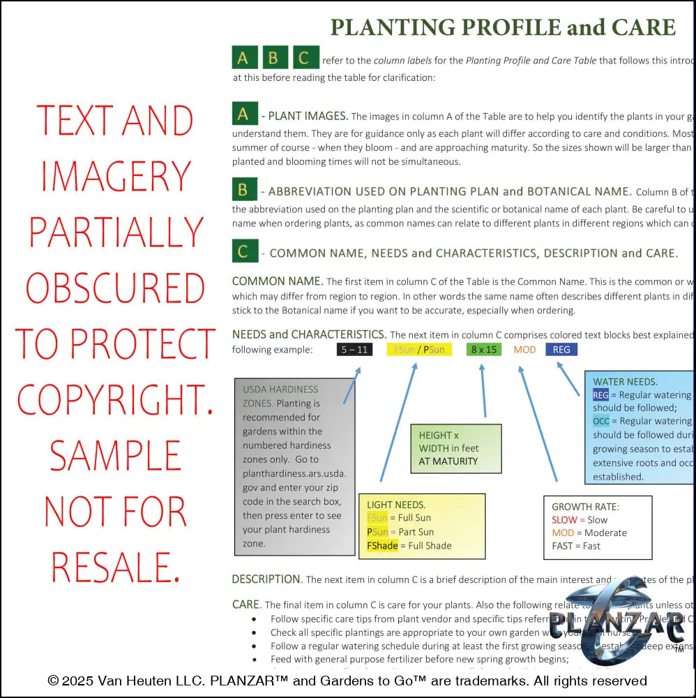 Planting guide for the rectangular Italian Tuscan landscape design, featuring plant identification photos, botanical names, care notes, and guidance on light needs, watering, growth habits, and mature size. Supports proper installation and long‑term care of the curated xeric planting used in this luxury, low‑maintenance, low‑water‑use plan blending modern outdoor living with timeless Tuscan style.