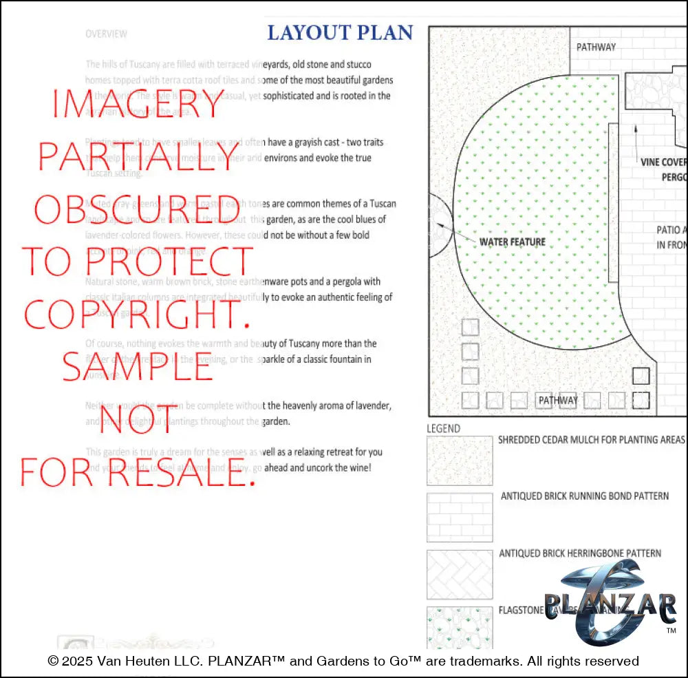 Rectangular Tuscan: LAYOUT PLAN Digital Download Landscape Plans