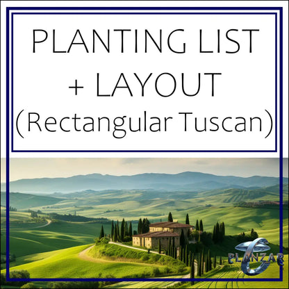Rectangular Tuscan: PLANT LIST + LAYOUT Digital Download Landscape Plans